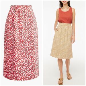 NEW J. Crew Pull-On Skirt in Geranium Ivory Floral Print Size XL